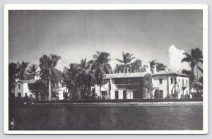 State View~Home of James M Cox From Boats Miami FL B&W~Vintage Postcard