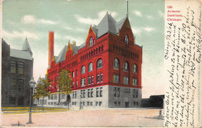 Armour Institute, Chicago, Illinois, Early Postcard, Used in 1906