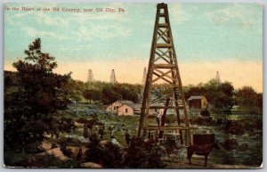 Vtg Oil City Pennsylvania PA Well in Oil Country 1910s View Old Postcard