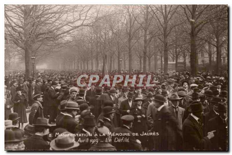 Paris Postcard Old Events to the memory of Jaures April 6, 1919 The parade (s...