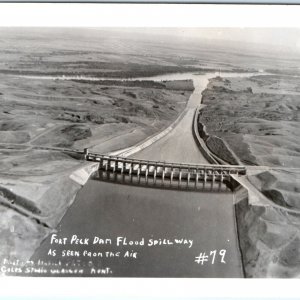 c1950s Glasgow, MT Aerial RPPC Fort Peck Dam Spillway Real Photo Postcard A101