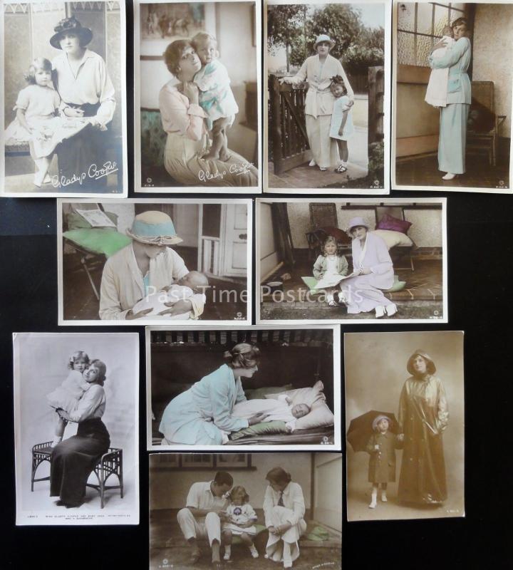 Actress GLADYS COPPER inc DAUGHTER & HUSBAND Collection of 10 Old RP Postcards