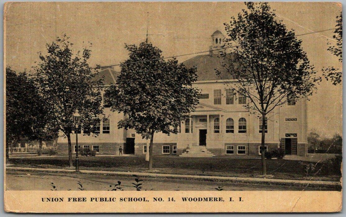 WOODMERE Long Island New York Postcard UNION FREE PUBLIC SCHOOL 1911