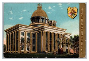 State Capitol Building Montgomery Alabama Gold Embossed 1915 Postcard