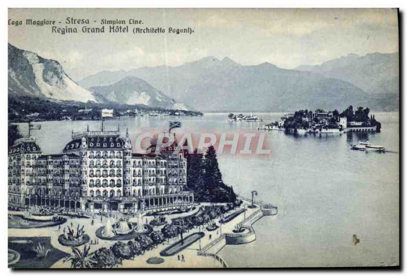 Old Postcard Lago Moggiore Stresa Simolon Line Regina Hotel