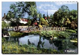 Postcard Modern Souppes sur Loing (S & M) view of the Loing and the City from...