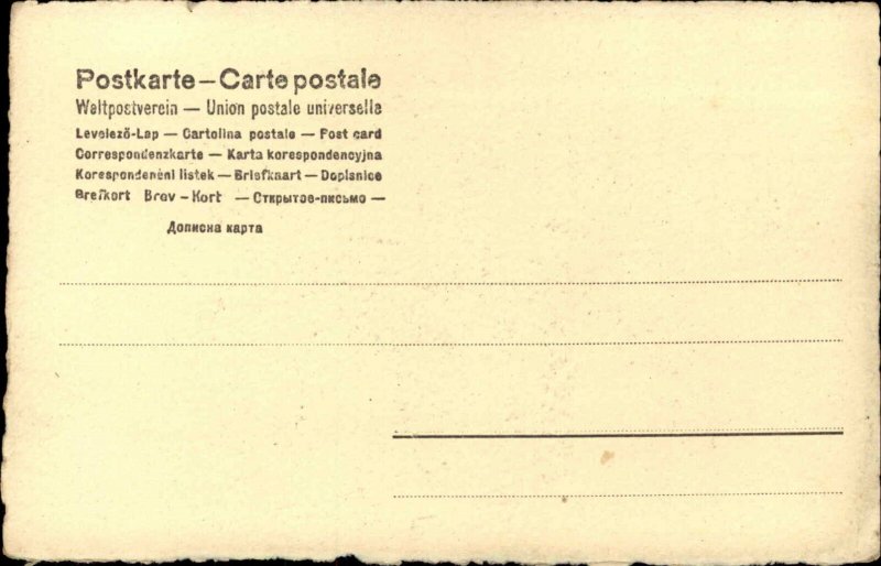 Women Flirt w Handsome Man While Horse Drink at Trough c1905 Postcard