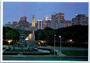 Postcard - Interesting night scene of panoramic skyline - Philadelphia, PA