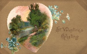 Vintage Postcard St. Valentine's Greeting Happy Hearts Day Love And Romance