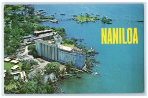 c1960s Aerial View Of Naniloa Hotel Hilo Hawaii HI Coconut Island View Postcard