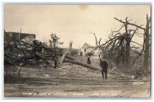 Omaha Nebraska NE RPPC Photo Postcard Scene In Path Of Tornado Disaster c1910's