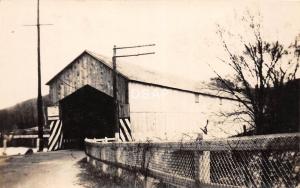 B51/ near Belfast? Maine Me RPPC Real Photo Postcard Covered Bridge c1940