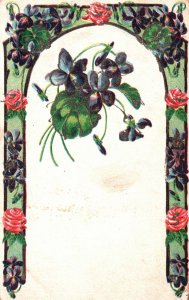 Vintage Postcard 1910's Beautiful of Colorful Flowers Arch Frame Border Artwork