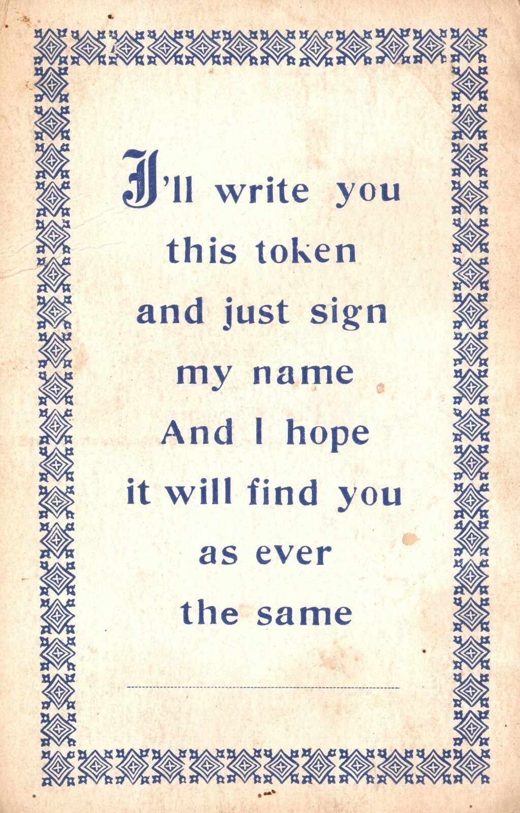 Vintage Postcard 1912 A Letter To A Friend Blue Print w/ Border White