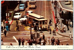 Postcard - Cable Cars at Powell and Market Streets - San Francisco, California