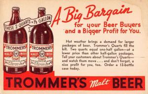 Trommers Malt Beer Big Bargain Light Advertisement Antique Postcard K103152