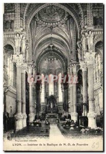 Lyon Old Postcard Interior of the basilica of Our Lady of Fourviere Organ