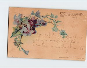 Postcard Greeting Card with Bible Verse and Flowers