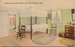 Duxbury MA John Alden House Bedroom Unused Tichnor Linen Postcard E92