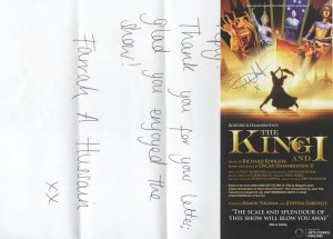 Farrah Hussain The King & I Hand Signed Theatre Flyer & Letter