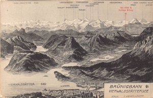 Switzerland Bruenigbahn Vierwaldstaettersee Map Hotel Kurhaus Bruenig postcard