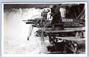 1940's RPPC INDIANS FISHING AT CELILO FALLS COLUMBIA RIVER HIGHWAY SAWYERS 16740