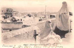 Mauresquews sur les terrasses Alger Egypt, Egypte, Africa 1907 Missing Stamp 