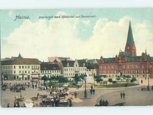 Unused Old Postcard BUILDINGS ALONG STREET Malmo Sweden F5419-13