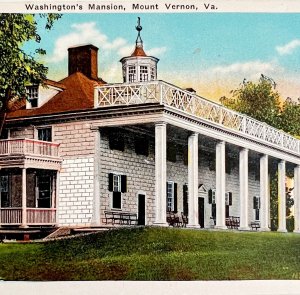 George Washington's Mansion Virginia Postcard Mount Vernon Potomac 1940s PCBG9A