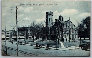 Vtg Lebanon Indiana IN Boone County Court House 1909 View Old Antique Postcard