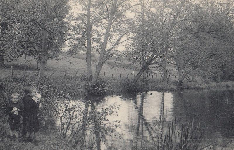 Parc De Tervueren Boy With Toy & Brother Holding Child River Old Belgium Post...