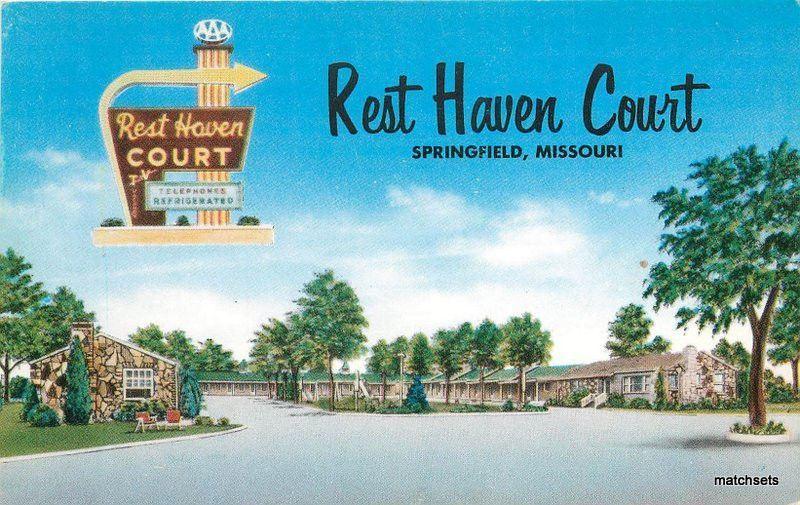 1950s Route 66 Rest Haven Court Springfield Missouri roadside MWM postcard 7156