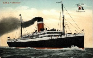 Allan Line to Canada RMS Victorian Steamer Steamship c1910 Vintage Postcard