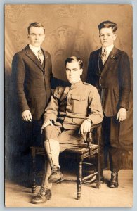 RPPC  1918  WW1  US Army Infantry Soldier  Real Photo  Postcard