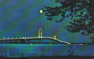 Michigan Ypsilanti The Mackinac Bridge By Moonlight