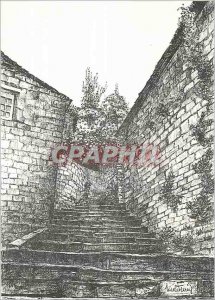 Postcard Modern Medieval Cite Sainte Enimie A Street staircase in the Old Vil...