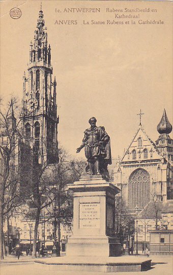 Belgium Anvers La Statue Rubens et la Cathedrale