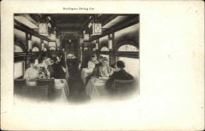 BURLINGTON ROUTE Railroad Train Dining Car Interior c1910 Postcard