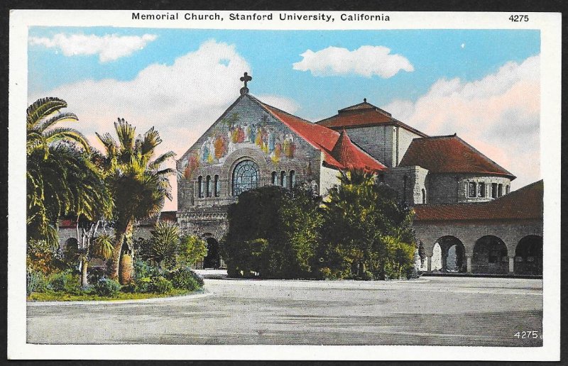 Memorial Church Stanford University Palo Alto California Unused c1920s