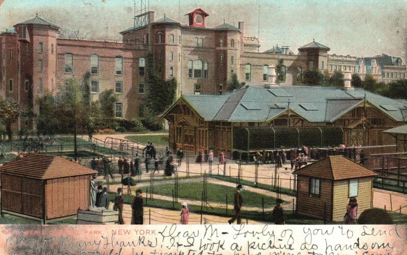 Vintage Postcard 1907 Menagerie Central Park Zoo Playground New York City NY