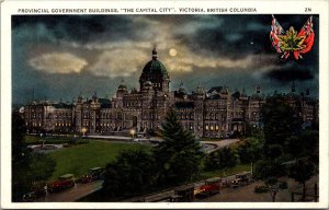 Canada Victoria Provincial Government Buildings At Night