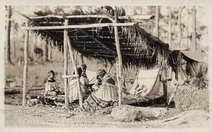 Seminole Indians Camp at Everglades FL Real Photo Postcard