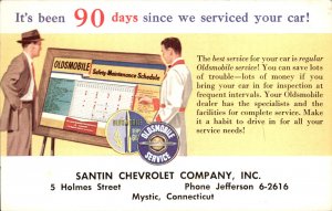 Mystic Connecticut Santin Chevrolet Service Notice c1900-20s Vintage Postcard