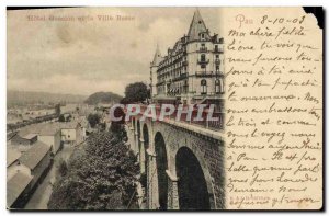 Old Postcard Gassion Hotel and the city Pau Low