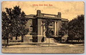 Great Bend Kansas~Elevated Ionic Columns~Carnegie Library (Razed 1971) Sepia~PC