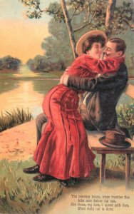 Romantic lovers merriest hours repro postcard