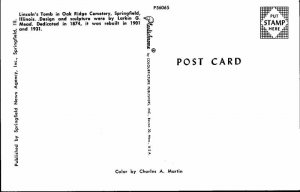 Postcard MONUMENT SCENE Springfield Illinois IL AL6373