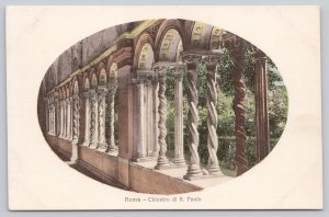 Postcard Rome Italy Chiostro S Paolo Columns 1910s DB View