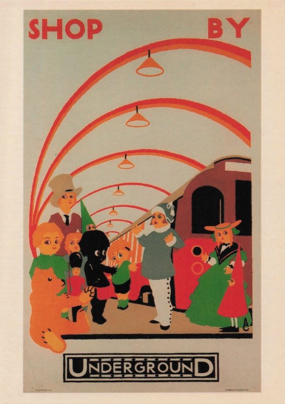 Shop By Tube Train London Underground 1920s Poster Postcard