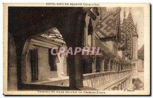 Postcard Old Hotel Dieu in Beaune perspective of a first-floor gallery